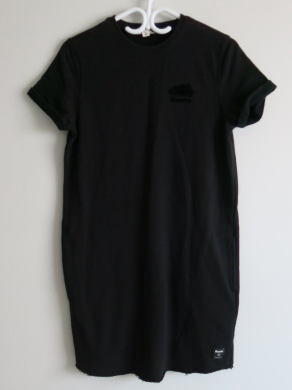 Roots Black French Terry Cotton Side Pockets Edith Sweatshirt Dress - Size XS